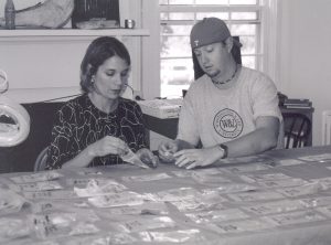 Alison Bell and Jeff Meriggi '03 taking soil samples from an ancillary pit associated with a domestic structure at Longdale Mining Community